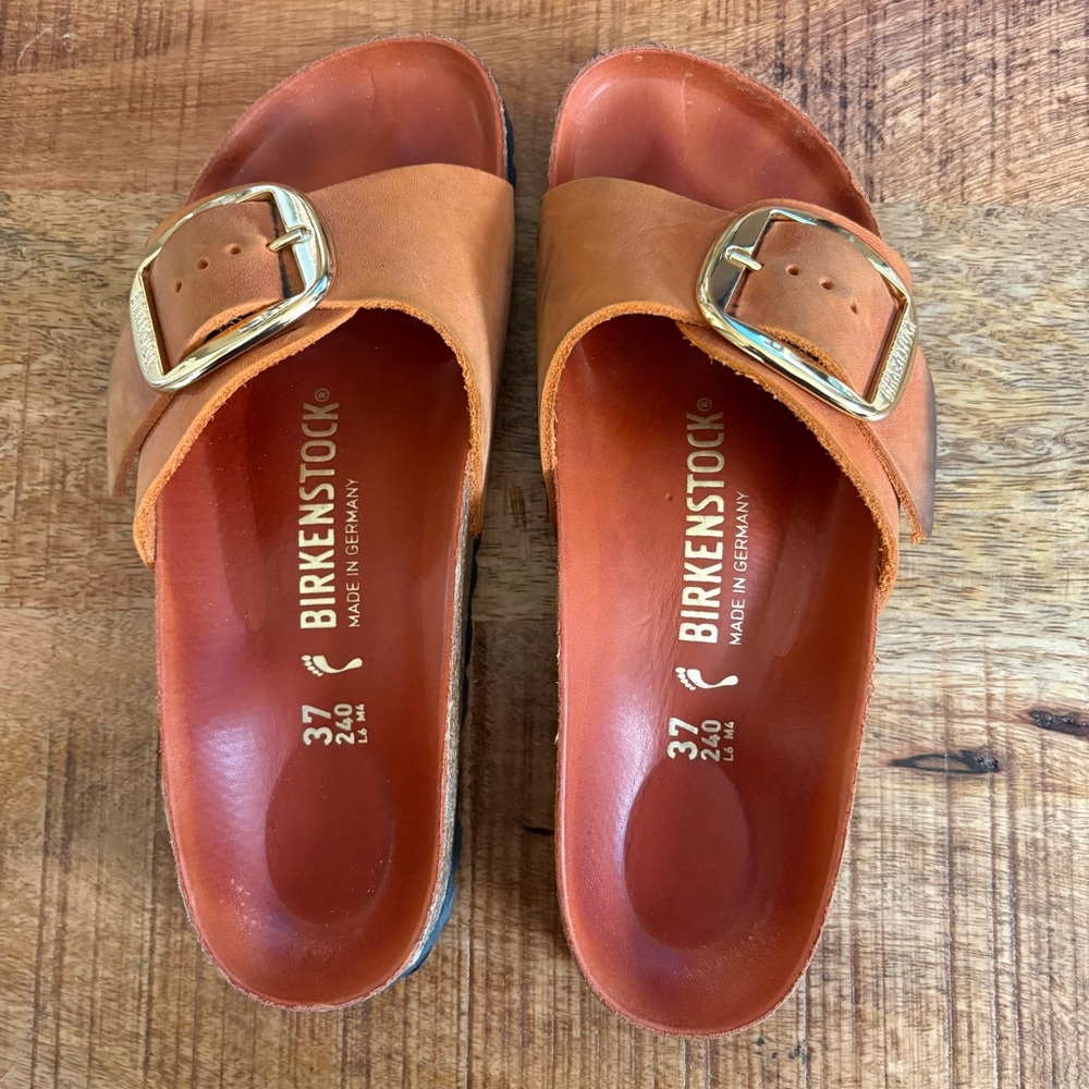 Birkenstock Madrid Big Buckle Slide Sandal Size 37 Burnt Orange GUC - Picture 2 of 8